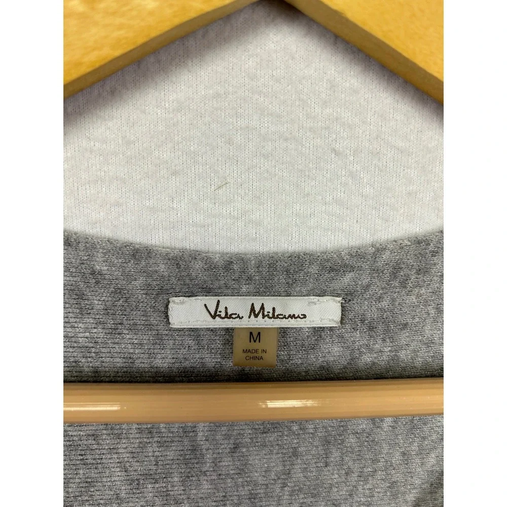 Vila Milano Minimalist Relaxed Womens Medium Gray Dolman Sleeve Pullover Sweater
